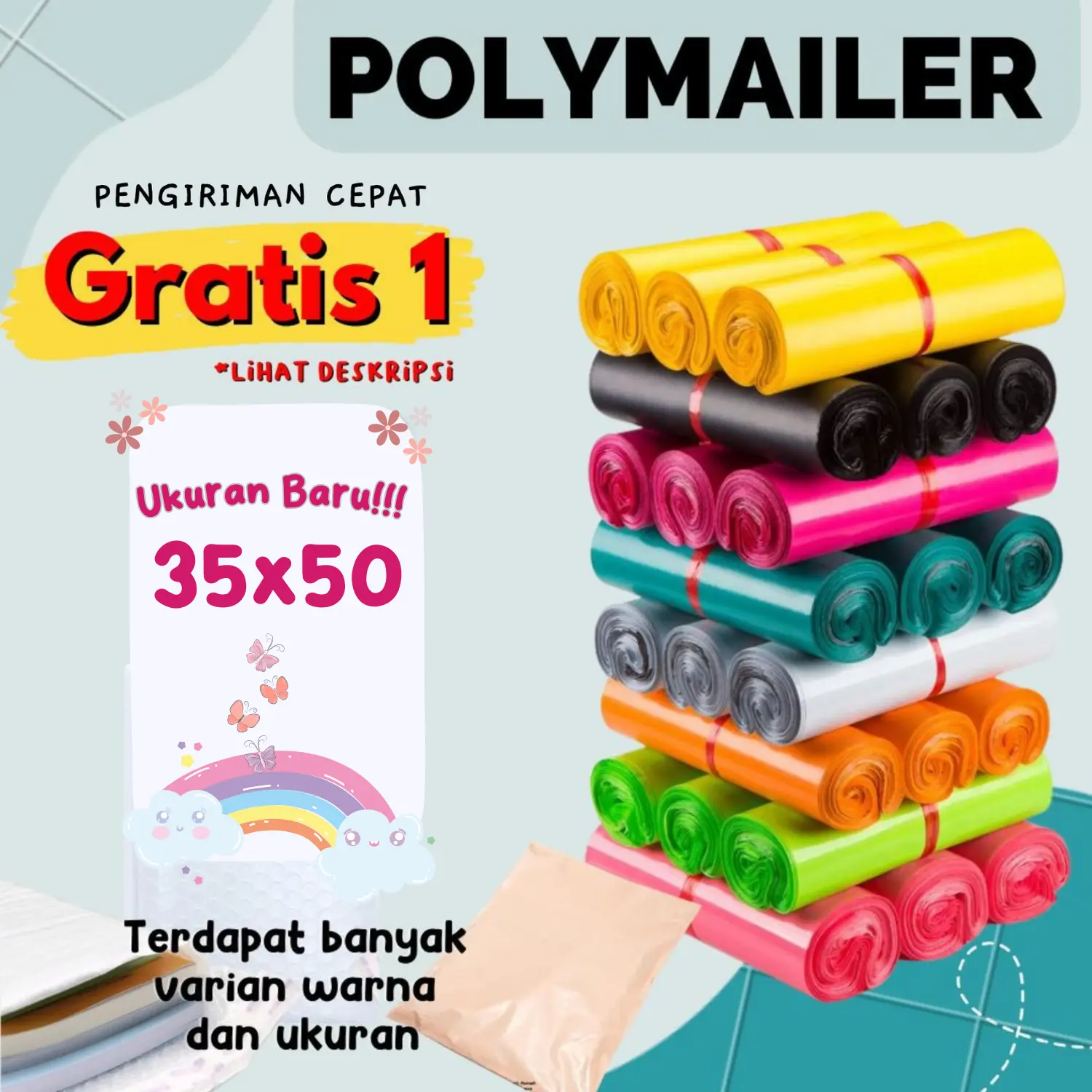PLASTIK POLYMAILER 35x50 MURAH Packing Baju/packing Olshop Sudah Ada Perekatnya/ Isi 100 PCS