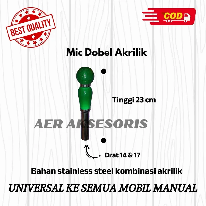 Tuas Dobel Akrilik 23 cm/ Universal ke Semua Mobil Manual dilengkapi Dobel Drat 14 & 17 4