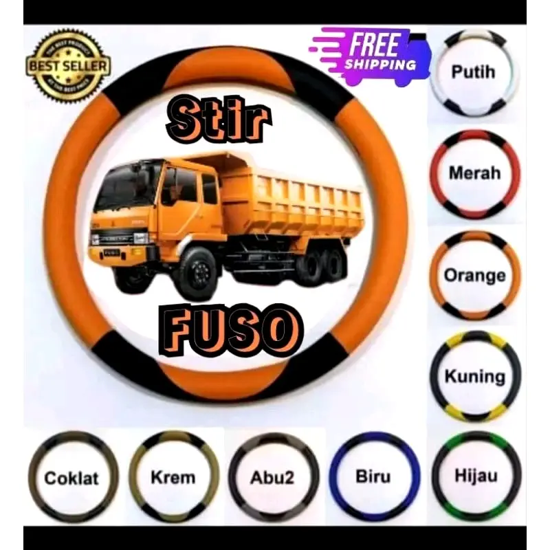 Sarung Stir Mobil Truk Besar Fuso, Hino Ranger Jadul Car Premium - Bahan Kulit Sintetis Elastis - Jok, Karet 0