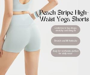 Peach Stripe  High-Waist Yoga Shorts Breathable | Tummy Control | Seamless | Shaping | Butt-Lifting [YA19]