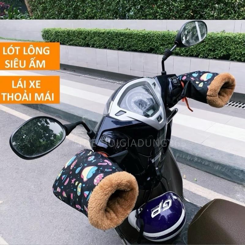  Găng Tay Phao Đi Xe Máy Lót Nỉ Găng Tay Gắn Xe Máy Lót Lông Chống Rét Mùa Đông Màu Ngẫu Nhiên - Sử Dụng Cho Mọi Loại Xe  Không Lộ Ngón  