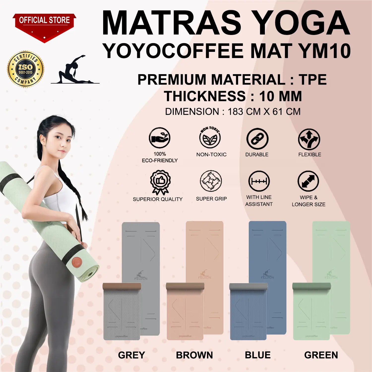 Yesoul Matras Yoga YOYOCOFFEE MAT YM10 TPE 10MM