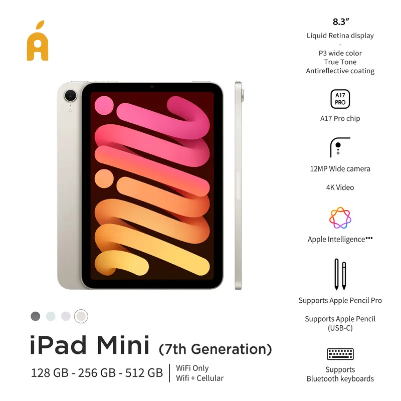 [LIVE AI] Tablet INTER Apple iPad Mini 7 2024 8.3-inch 128GB 256GB 512GB Space Gray Blue Purple Starlight 5