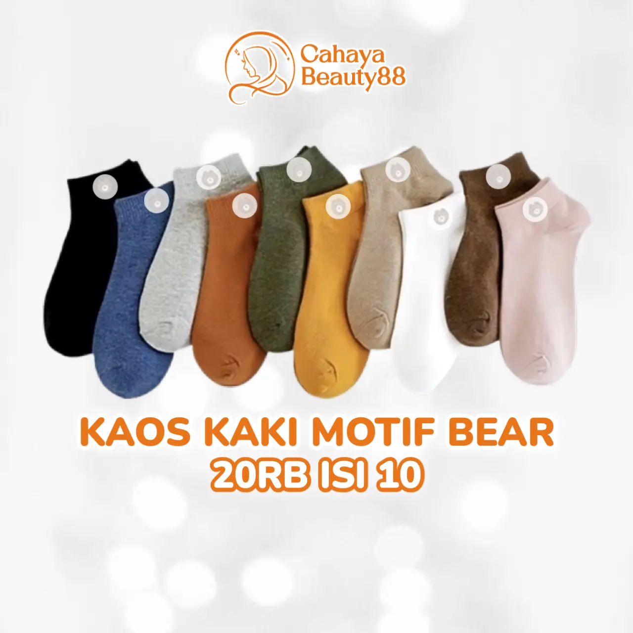 (20Rb Isi 10 Pasang) Kaos Kaki Motif Bear Mix Free Pouch
