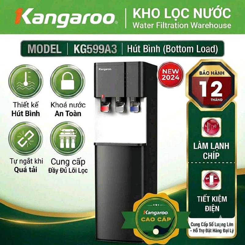 Cây nước nóng lạnh âm bình Kangaroo KG599A3, 3 chức năng nóng lạnh nguội, làm lạnh chíp điện.Bảo hành 12 tháng tại nhà
