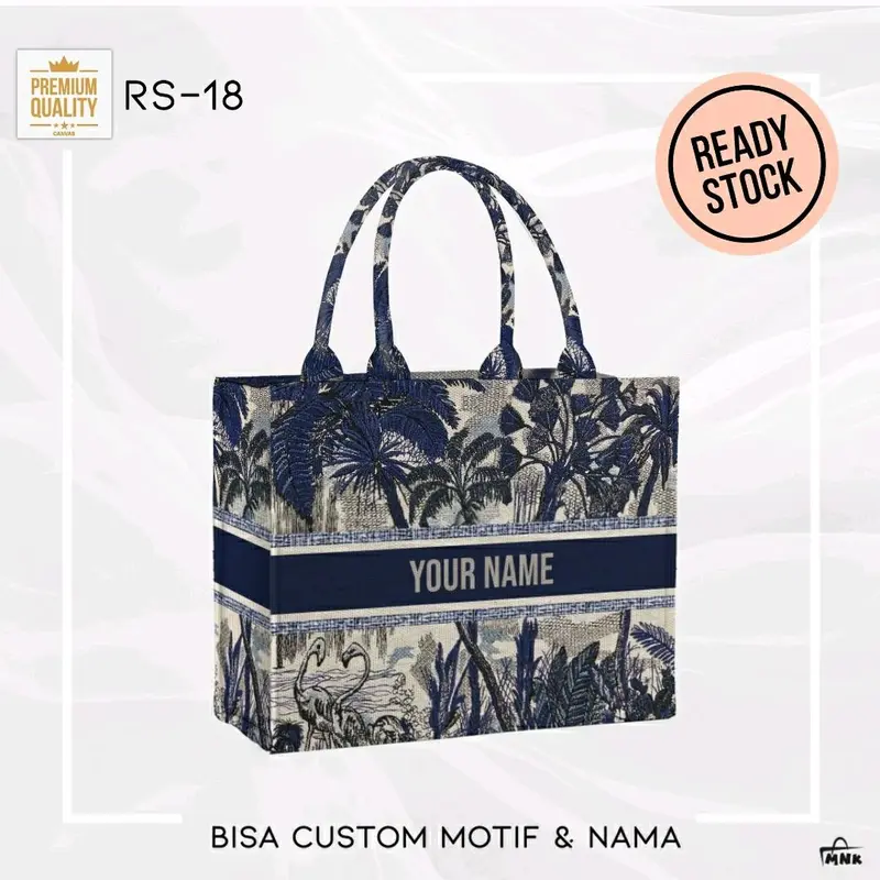 TOTEBAG NAMA | Tas kanvas | MNK bag Initial Large size Bisa Custom Nama - Ukuran 41x36x20 cm - Tote, Kanvas Totebag re komenda s itote bag 3