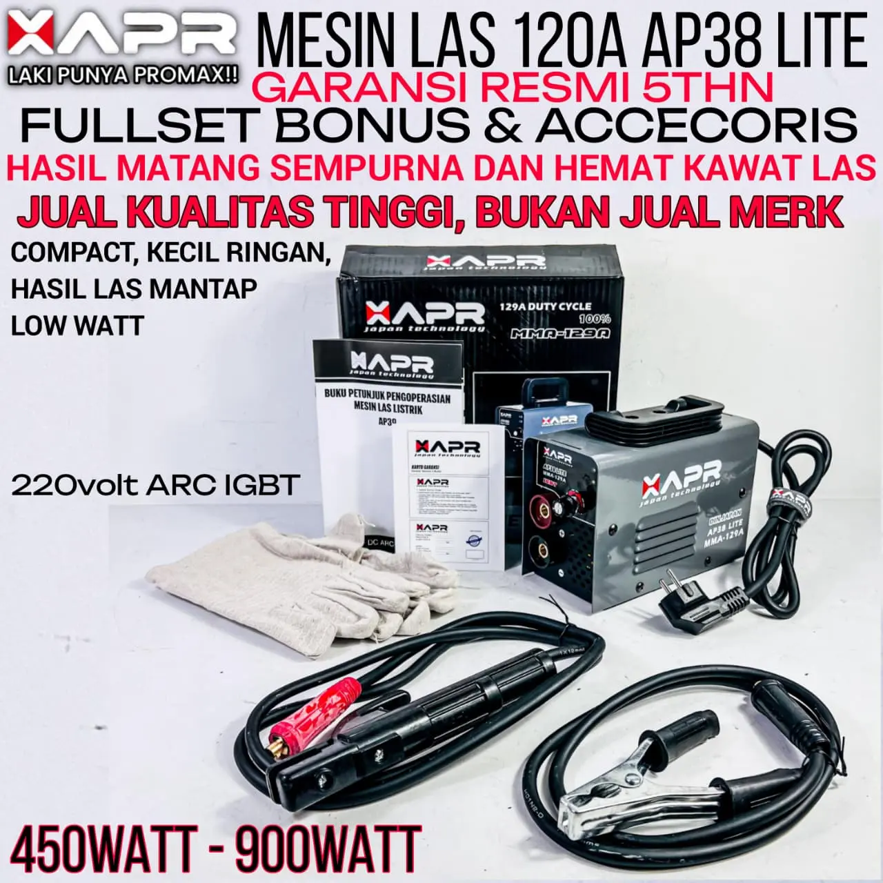 APR RAJA MESIN LAS 120A MMA TRAVO LAS INVERTER 450WATT 900WATT AP38 LITE ORIGINAL RESMI BERGARANSI