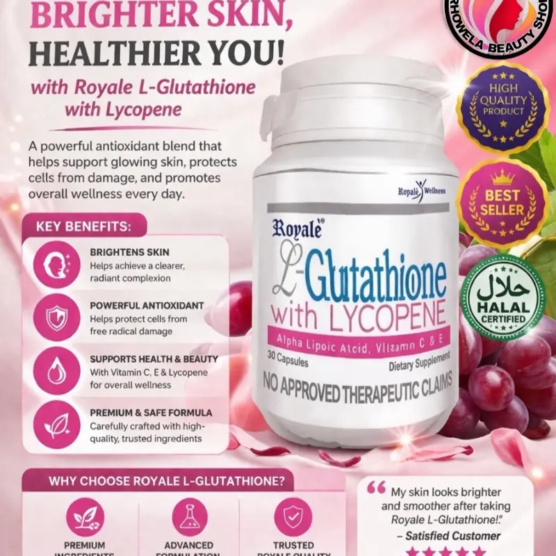 Royale Gluthatione Lycopene PINKISH GLOW 30 Capsule Jan 2027 expiration date