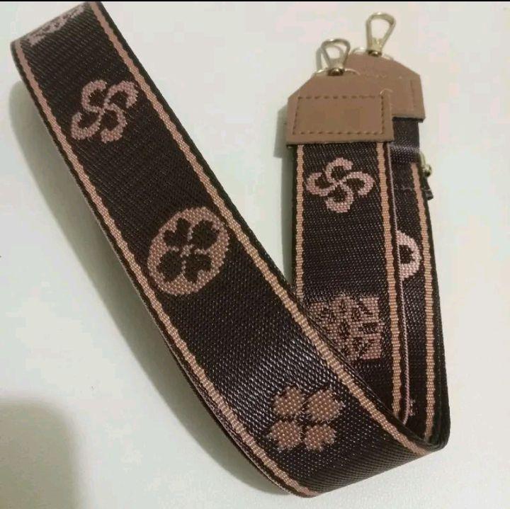 JS - tali tas selempang wanita motif bunga acc gold panjang 120 cm lebar 4 cm multifungsi