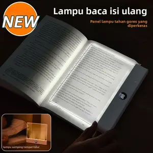 Lampu Baca Malam LED Datar - Lampu Buku Klip Lunak untuk Pelindung Mata Siswa untuk Membaca Malam