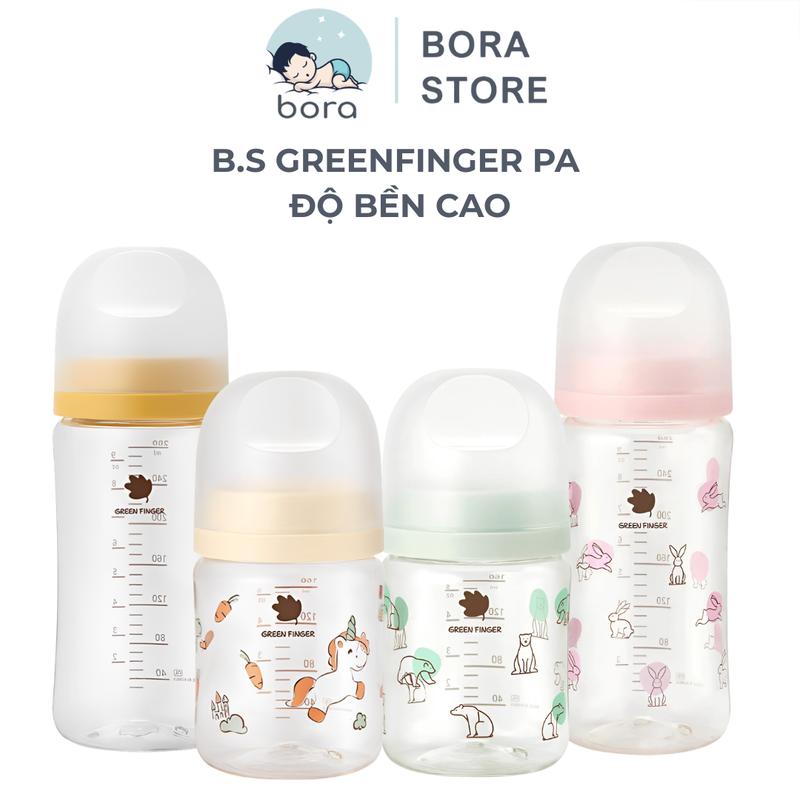 Bình sữa Green Finger PA Hàn Quốc dành cho bé từ 0-36 tháng được chọn size núm theo nhu cầu
