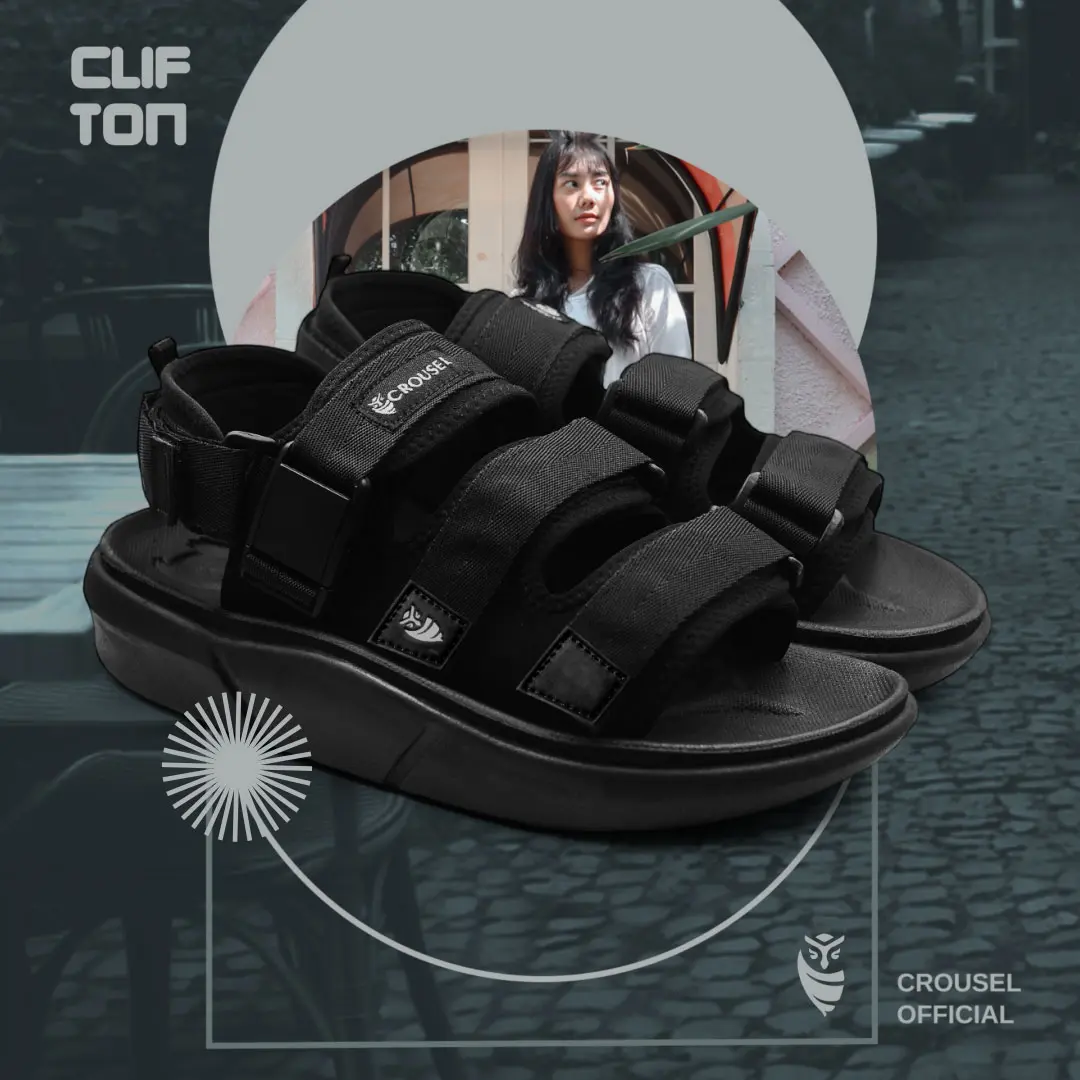 Crousel Sandal Premium \ Unisex - Clifton Full Black