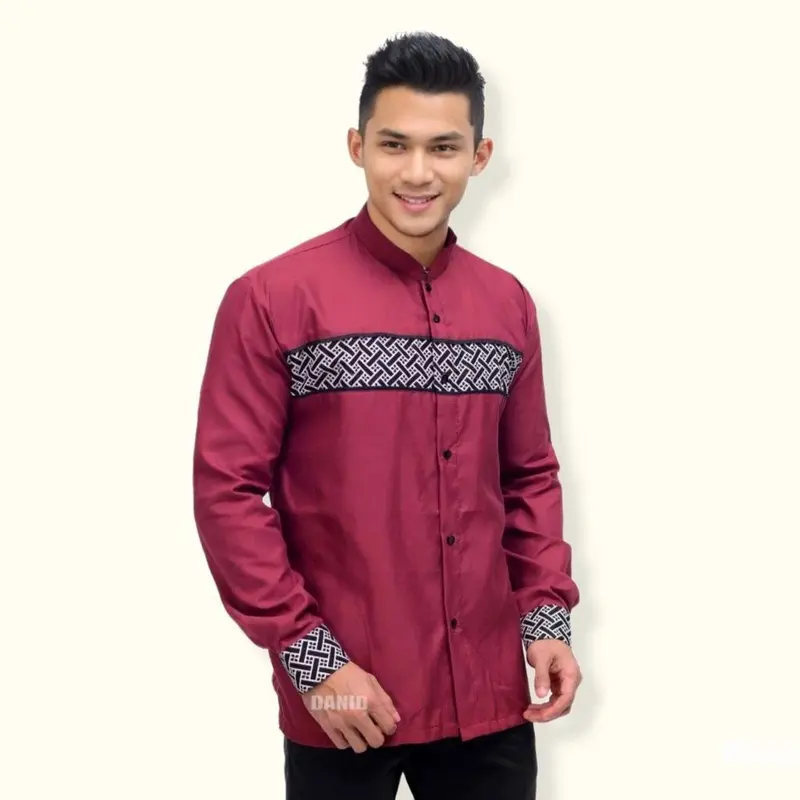 Baju Koko Syar'i Dewasa Lengan Panjang Terbaru Bordir Kain Kombinasi Muslim Pria 3