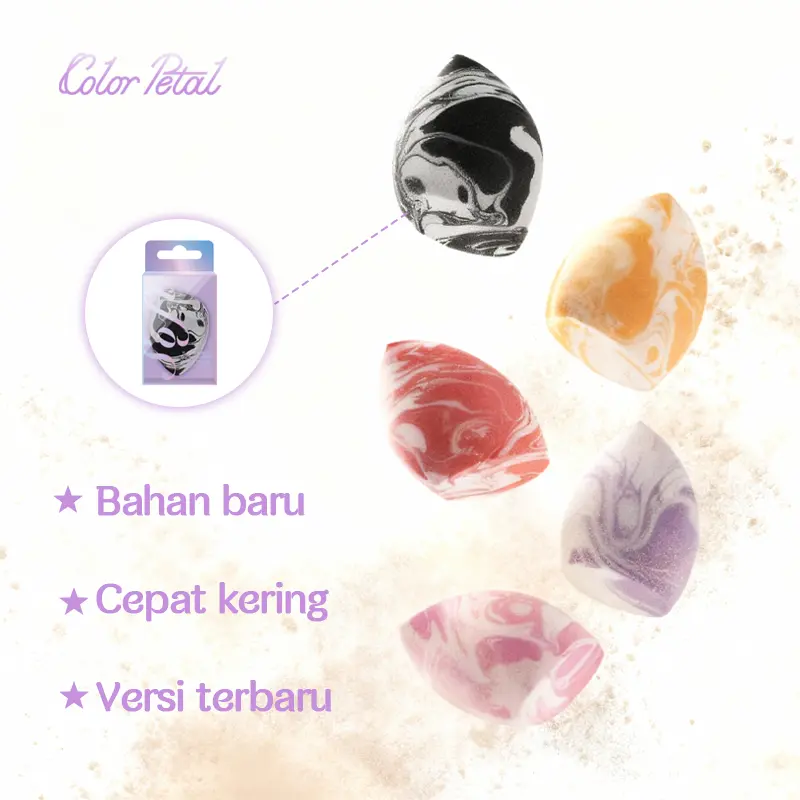 [3 PCS] Color Petal Beauty Sponge Multi-Function Makeup Blender Spons Makeup Cepat Kering Tidak Makan Foundation Halus Merata Anti Cakey Elastis Tidak Mudah Rusak Lembut Cocok Untuk Foundation-Loose Powder-BB Cream Wet Dry Dual-use A