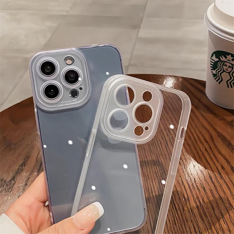Ốp Silicon Bảo Vệ Điện Thoại Di Động Thiết Kế Trong Suốt Đơn Giản, Thích Hợp Cho Iphone13 / 14 / 15 / 12 / 11 / X / 7 / 8, Màu Trơn Chống Rơi, Phong Cách Instagram