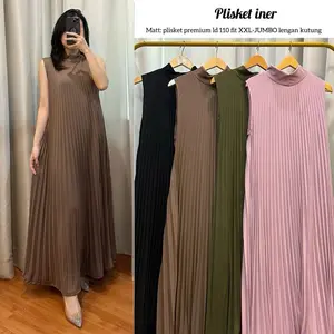 Long Dress Tanpa Lengan  gamis Plisket Hyget Premium dress  casual wanita maxi Panjang