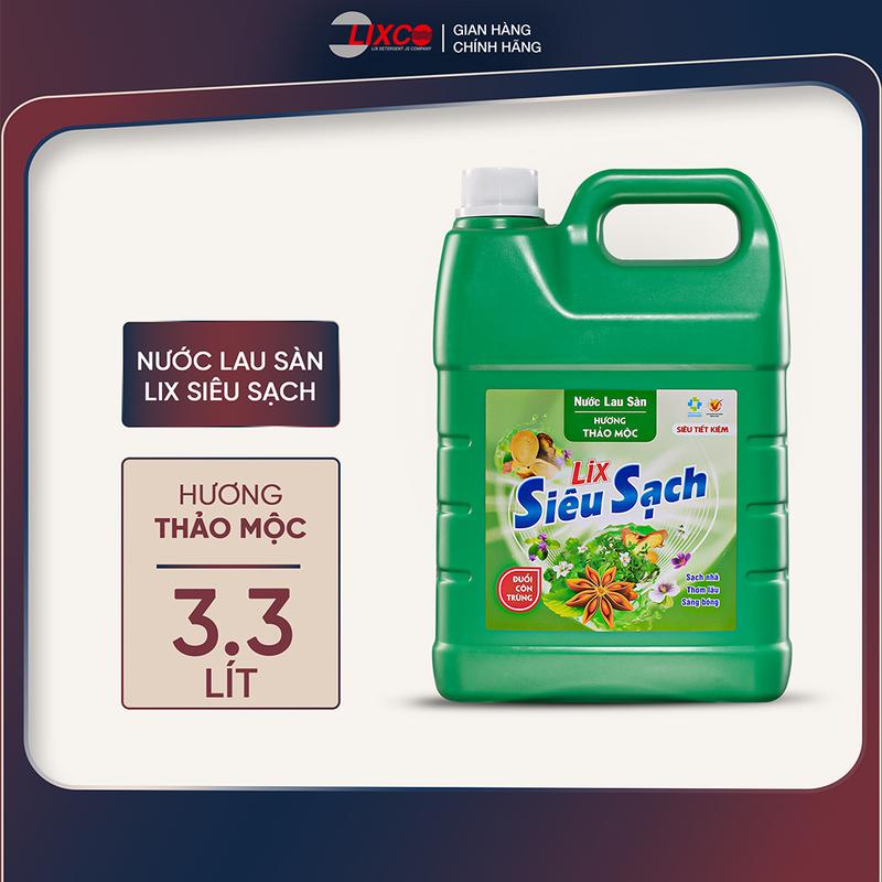 Nước lau sàn Lix siêu sạch 3,3L hương thảo mộc can 15203