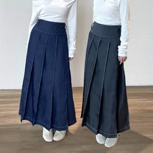 Bling It On - Fiora Ruffle Denim Jeans Skirt - Long Skirt Y2k Vintage Look Rok Casual Panjang Wanita Semi Denim Wanita
