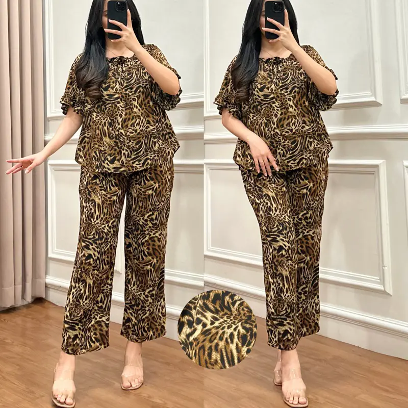Amariel Julia OneSet Piyama Setelan Atasan Baju Celana Panjang Tidur Nyaman Adem Ruffle