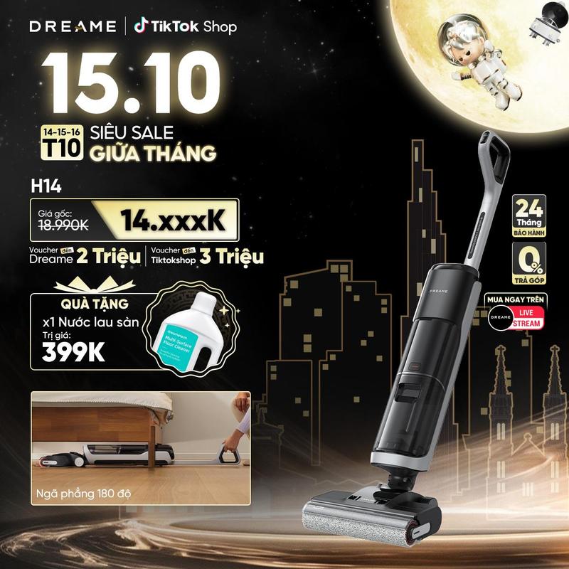 [TẶNG 1 chai NLS 1L]Máy lau sàn hút bụi cầm tay không dây thông minh Dreame H14 Ultra - Bản quốc tế - Bảo hành 24 tháng Làm Sạch