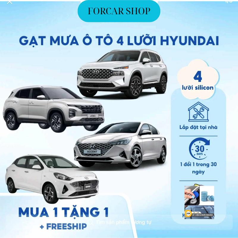  Gạt mưa 4 lưỡi dòng xe Hyundai gạt mưa 4 lưỡi new silicon cho hyundai grand i10 accent elantra creta stagazer santafe êm bền sạch 