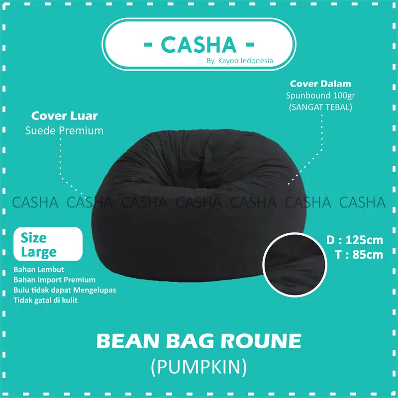 CASHA Bean Bag Round Suede Plus Isi - Size Large Asli Cafe 1