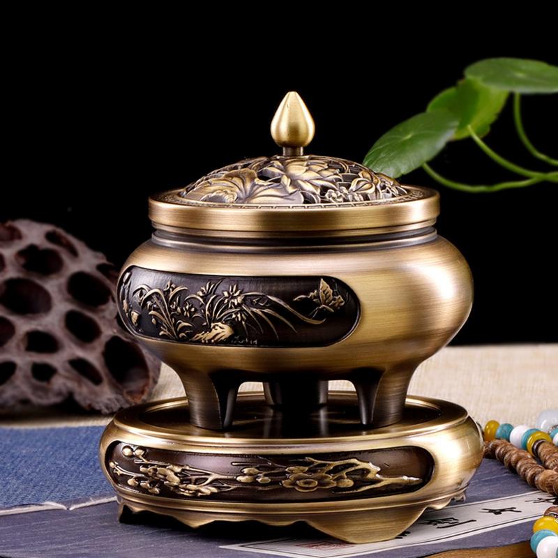  Lư Xông Trầm Hương - Đỉnh Đốt Nhang Bằng Hợp Kim Đồng Thiết Kế Tinh Xảo Kèm Lót Bông Chống Cháy 
