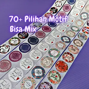 100 pcs Stiker Sticker Terima Kasih Thank You Selamat Menikmati Karakter Lucu Estetik Segel Label