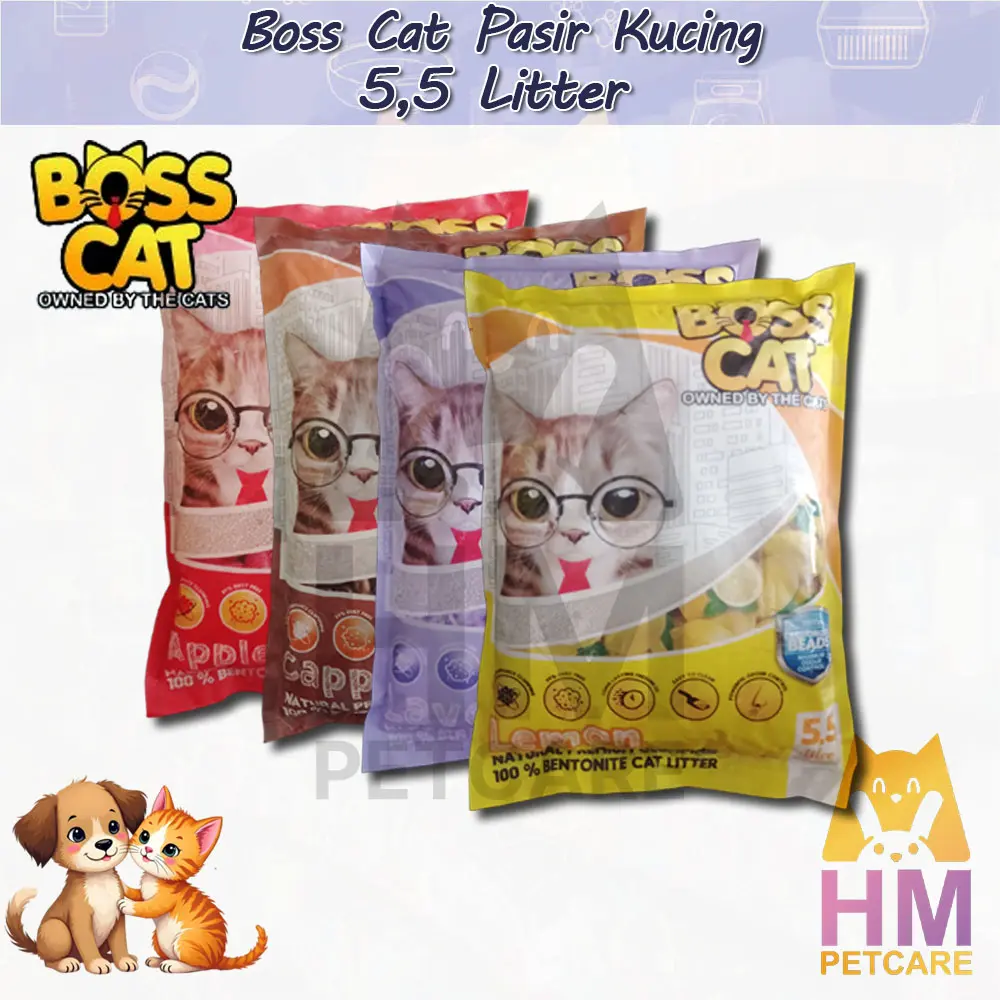 Pasir Kucing 5,5 Liter BOSSCAT -Pasir Gumpal Wangi Boss Cat 5,5 L - Pasir Kucing Gumpal 5,5 Liter