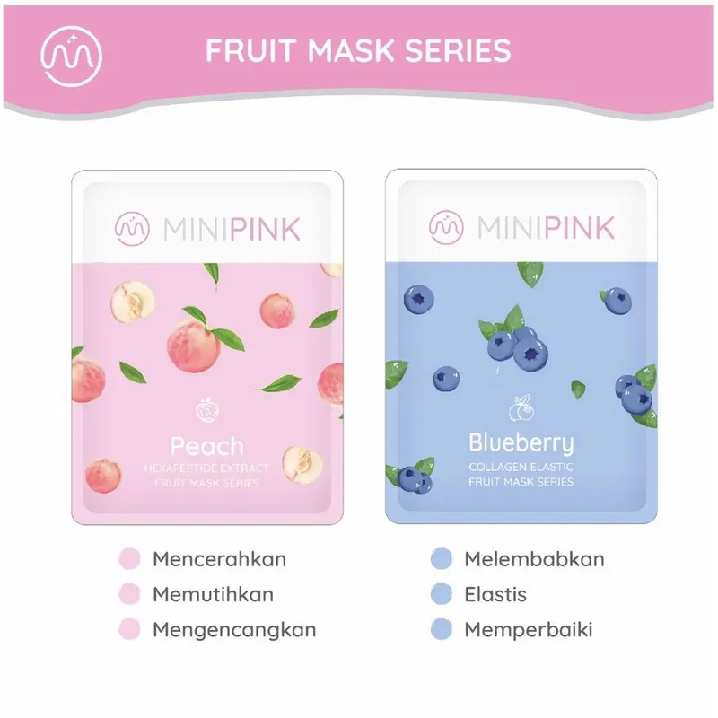 ORI MiniPink Natural Fruit Sheet Mask Masker Muka Masker Wajah Unisex masker Buah 2
