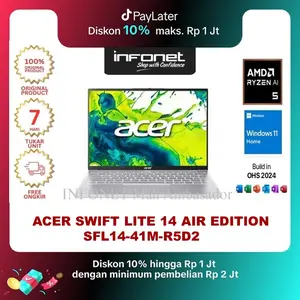 ACER SWIFT LITE 14 AIR EDITION SFL14-41M-R5D2 RYZEN 5 240U 16GB 512GB SSD 14" WUXGA IPS W11H OHS2024+M365