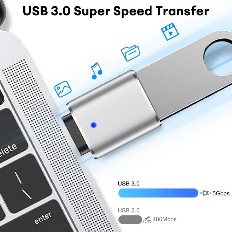 Bộ chuyển đổi USB Type-C sang USB 3.0 OTG với đèn LED, bộ chuyển đổi tốc độ truyền dữ liệu nhanh dành cho điện thoại, máy tính bảng và sử dụng trong ô tô.