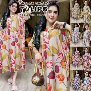 PAKET SUPER HEMAT DASTER TULIPS JUMBO PAKET 3PCS LD 130 BAHAN RAYON ADEM DIPAKAI