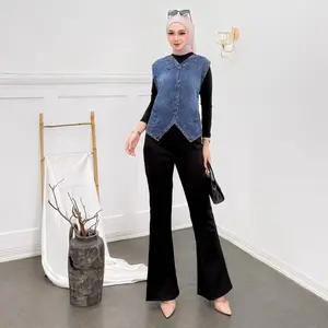 Isabel Vest Jeans Atasan Wanita Tanpa Lengan Bahan Jeans Wash Model Vest Korea Style