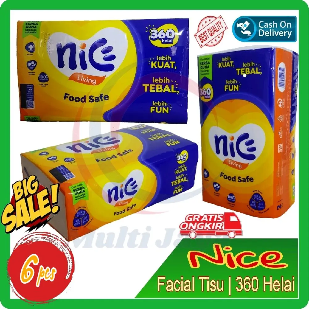 [ PAKET 6 PCS ] Tissu nice 180 sheet 2 ply | tissue wajah Lembut 2 Lapis