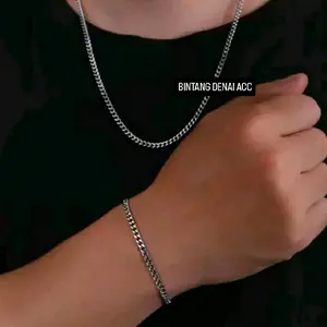 (Bisa COD)Kalung dan Gelang Titanium Model Rantai Kecil Pria & Wanita Anti Karat Anti Luntur Elegan