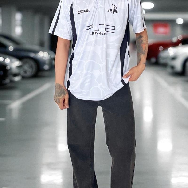 (PSG)เสื้อคอปก เสื้อโปโล ผ้ากีฬา สตรีทแฟชั่น ผู้ชาย Clothing Man Shirt สุภาพบุรุษ