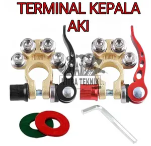 Terminal Kepala Aki Mobil Bahan Kuningan Klem Accu Mobil Tembaga Murn/Powone 2pcs/set Terminal Kepala Aki Mobil Bahan
