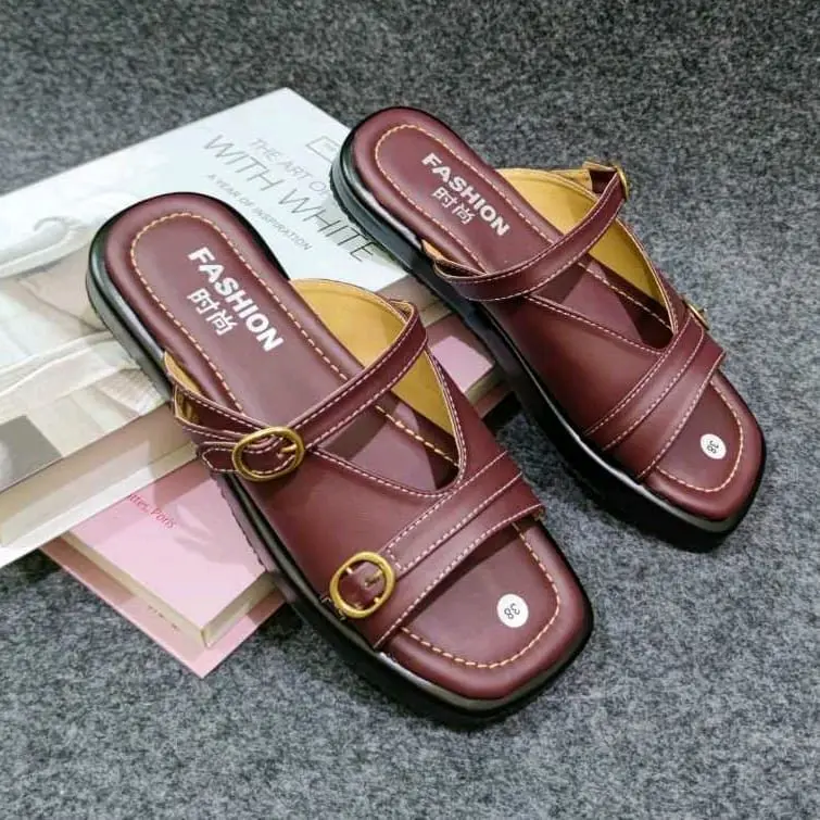 Sandal wanita selop model renata kekinian ukuran 37-40 sol trepes foam empuk