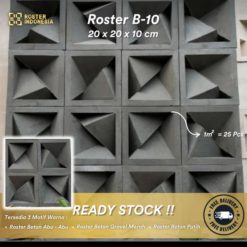 Roster Dua Sisi, Roster Beton Dua Sisi, Ukuran 20 x 20, Roster Indonesia 4