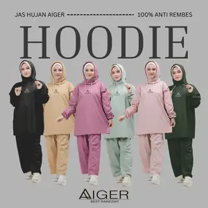 Jas Hujan Hoodie Pria Wanita Terbaru Anti Rembes Dan Tahan Lama By Aiger bukan Eiger Jas Hujan Bahan PVC Raincoat Tidak Mudah Sobek Anti Rembes