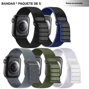 Correa de reloj inteligente de nailon, correa de reloj de bucle deportivo con velcro, correa de reemplazo para Apple Watch Series 9 8 7 6 5 4 3 2 1 SE Ultra 2 Reloj inteligente