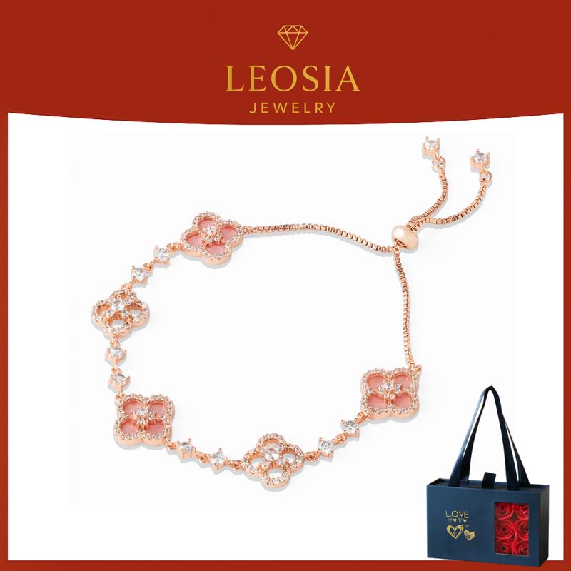 Lắc tay bạc nữ s925 LEOSIA JEWELRY hoa cỏ 4 lá sang trọng LA32 - Làm quà tặng sinh nhật