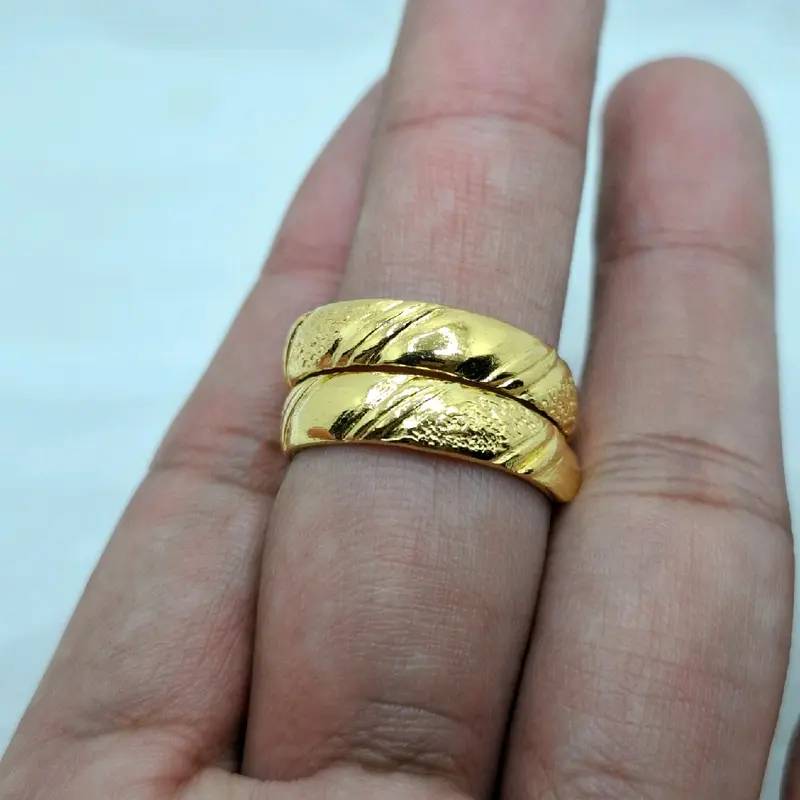 Cincin Seleser Motif Pasir Aksesoris Perhiasan Lapis Emas Elegan Rings 1