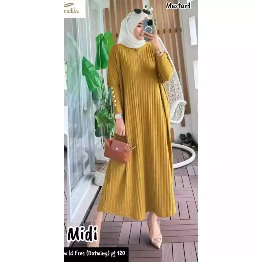 ATASAN GAMIS GABY KNIT HORNET MIDI DRESS DASTER JUMBO Oversize