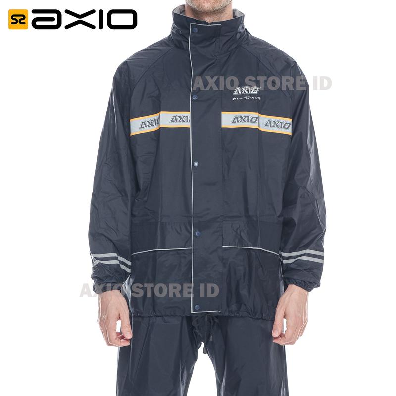 Jas Hujan Axio Navy Original Bahan Lebih Tebal Waterproof High Protection Biru 3