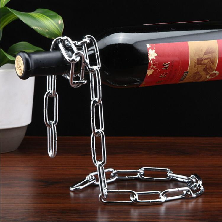 Product Introduction of Personalized and fashionable red wine bottle holder European creative suspended iron rope wine rack ornaments 3