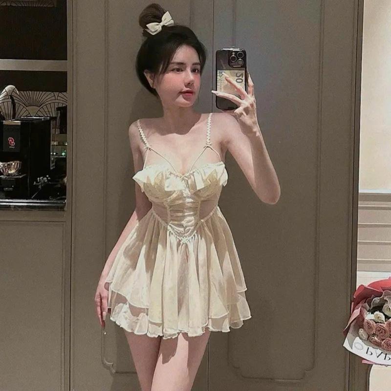 V324- Váy ngủ ren 2 lớp có gọng kiểu dáng bánh bèo công chúa hàng QC cao cấp ( kèm chíp) 0