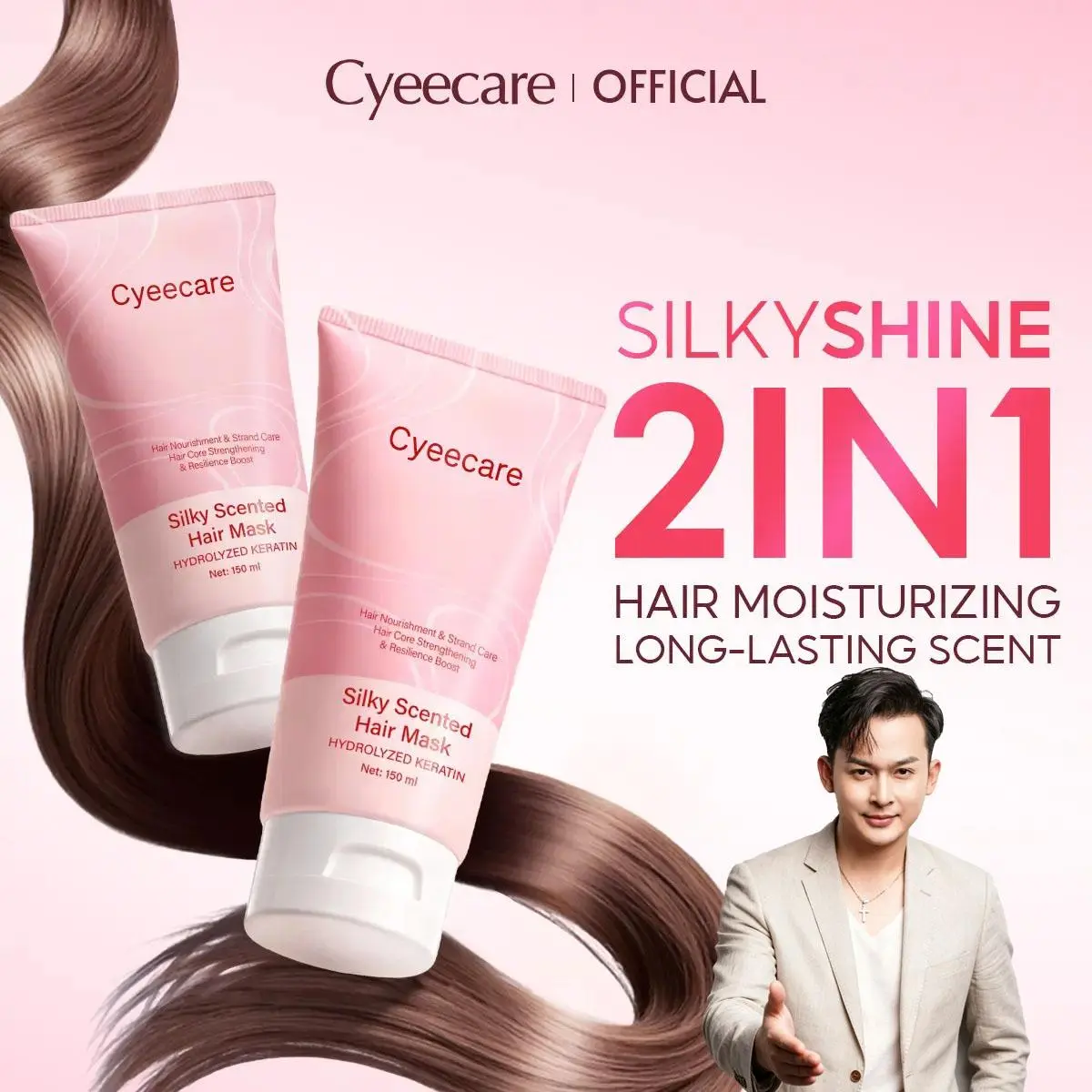 【BPOM 】No.1 Cyeecare Silky Scented Hair Mask Hydrolyzed Keratin 150 ml. Lembut Halus Berkilau 8DHyaluronicacid Melembabkan Aroma Tahan Lama Haircare Lepek Catokan