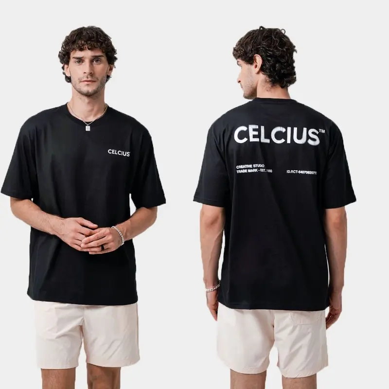[HOT] CELCIUS Kaos Lengan Pendek Oversize LIN000900C Hitam T-shirt priaUnpopular clothing 0